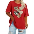thumbnail image 1 of LEKWK Womens Valentine Shirts Leopard Heart Print Regular Fit Round Neck Graphic Tees Soft Fabric Summer Tops Cheetah Pattern Gift Lover Holiday Wear, 1 of 4