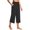 thumbnail image 1 of LEKWK Womens Wide Leg Yoga Pants High Waisted Pleated Culottes with Pockets Loose Yoga Pants Flowy Lounge Wear Capri Yoga Pants Soft Elastic Outfits, 1 of 8
