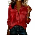 thumbnail image 1 of LEKWK Womens Work Shirts Regular Fit Collared Long Sleeve Shirts Vertical Striped Blouses Dual Pocket Detail Business Professional outfits, 1 of 5