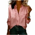 thumbnail image 1 of LEKWK Womens Work Shirts Regular Fit Collared Long Sleeve Shirts Vertical Striped Blouses Dual Pocket Detail Business Professional outfits, 1 of 5
