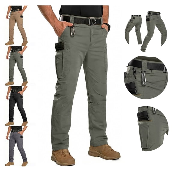 Lekwk Work Pants for Men Lightweight Quick Dry Baggy Cargo Pants Elastic Waist Lounge Athletic Trousers with Pockets Hiking Gym Sports Activewear