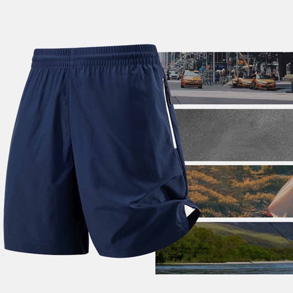 LEKWK Workout Shorts for Men Elastic Waist Quick Dry Athletic Short with Zipper Pockets Lightweight Breathable Activewear for Running Gym Training Dark Blue XXXXXL
