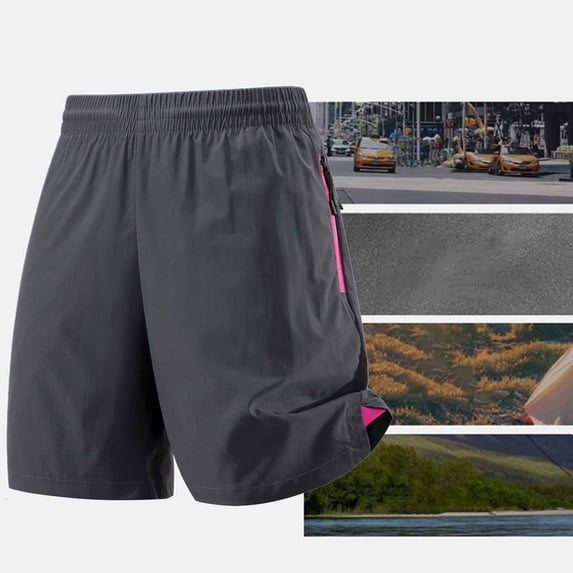 LEKWK Workout Shorts for Men Elastic Waist Quick Dry Athletic Short with Zipper Pockets Lightweight Breathable Activewear for Running Gym Training Dark Gray XXXXL