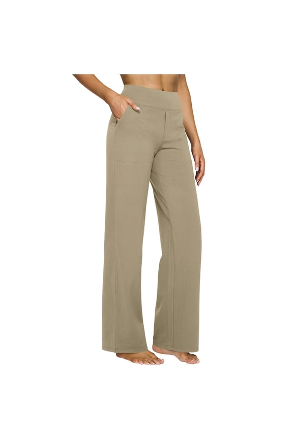 Yoga Dress Pants Women Straight Leg High Waist Pockets Work Yoga Pants office Stretchy Business Casual Trouser Yoga Pants Soft Daily Attire