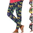 thumbnail image 1 of LEKWK Yoga Pants for Women Ribbon Confetti Print Mardi Gras Yoga Leggings High Waist Holiday Festival Soft Leggings Stretchy Party Carnival Outfits, 1 of 6