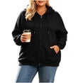 thumbnail image 1 of LEKWK Zip up Hoodie Women Plus Size Lightweight Oversized Sweatshirt Long Sleeve Athletic Jacket with Pockets Fall Casual Activewear Black XXXXXL, 1 of 9