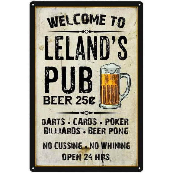 LELAND'S Pub Sign Vintage Man Cave Bar Wall Decor Gift 8x12 Metal 108120028406