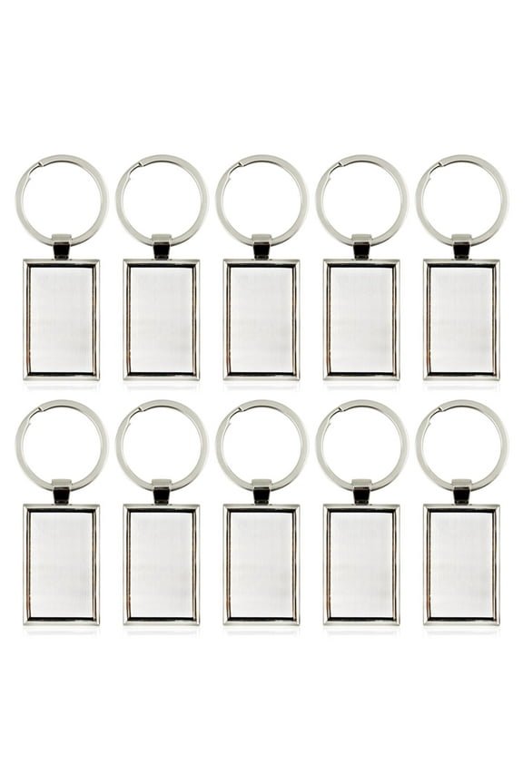 10Pcs Metal Tags Laser Engraving Blanks, Zinc Alloy Key Tags with Keyring, Blank Dog Tags, DIY Keychain Blanks with 30 Labels, Rectangular