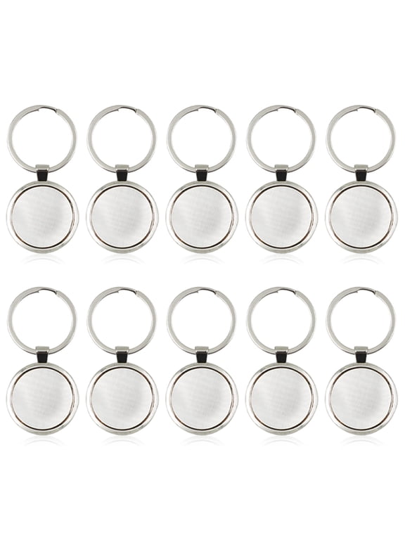 10Pcs Metal Tags Laser Engraving Blanks, Zinc Alloy Key Tags with Keyring, Blank Dog Tags, DIY Keychain Blanks with 30 Labels, Round