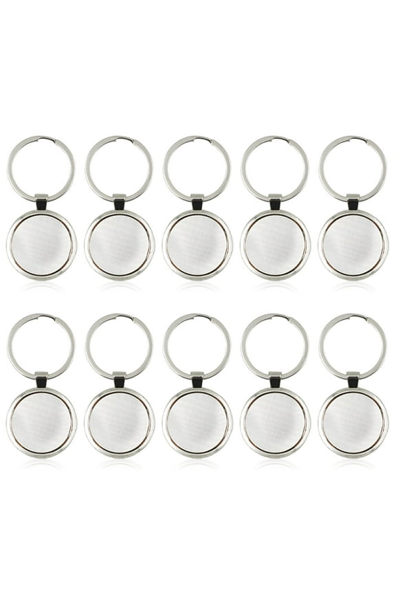 10Pcs Metal Tags Laser Engraving Blanks, Zinc Alloy Key Tags with Keyring, Blank Dog Tags, DIY Keychain Blanks with 30 Labels, Round