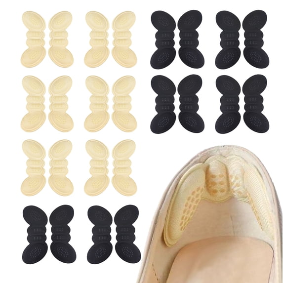 LELE LIFE 12 Pairs Heel Pads for Shoes Too Big, Anti Slip Heel Inserts Protectors Filler Grips Cushions for Loose Shoes, 0.12in Thick