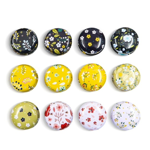 LELE LIFE 12Pcs Thick Mini Candle Tins, Colorful Empty Tin Jars with Lids, Lip Balm Containers, Salve Tins, Small Pill Box, Travel Tin Cans for Medicine Candy Jewelry, Leaves