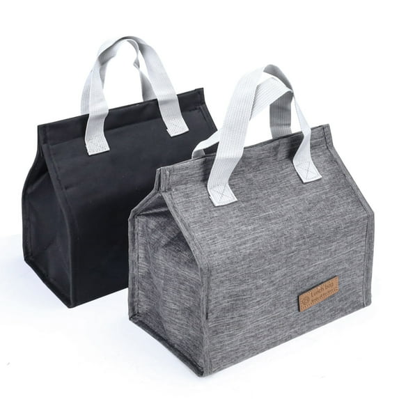 LELE LIFE 2 Pack Lunch Bag Lunch Box for Women Men, Insulated Lunch Tote Bag Reusable Leakproof Lunch Cooler Bag for Work Travel Picnic, Black + Grey