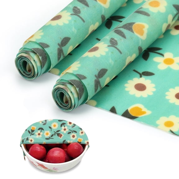 LELE LIFE 2 Rolls Beeswax Wraps for Food, Large 39.4’’ x 13’’ Beeswax Wrap Roll, Reusable Beeswax Paper Food Wrap for Bread Sandwich Wrapper Bowl Covers, White Flower