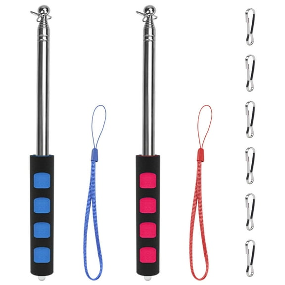 LELE LIFE 2Pcs 6.6FT Handheld Telescoping Flag Pole with Clips, Portable Stainless Steel Teachers Pointer for Tour Guide Horse Training Festival