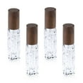 thumbnail image 1 of LELE LIFE 4 Pack Perfume Travel Refillable Bottle with Wood Lid, 10ml Atomizer Cologne Sprayer, Clear Glass Mini Spray Dispenser Empty for Refill, Walnut Wood, 1 of 7