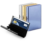 LELE LIFE 4 Pack Stainless Steel Credit Card Holder, RFID Blocking Slim Small Metal Credit Card Wallet, Hard Case Protector 6 Accordion Slots Business Card Holder for Men Women