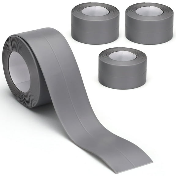LELE LIFE 4 Rolls Caulk Tape Waterproof Self Adhesive, Toilet Strip Sealant Sealing Strip for Bathroom, Kitchen, Caulking Tape, 1.5" x 10.5Ft, Grey