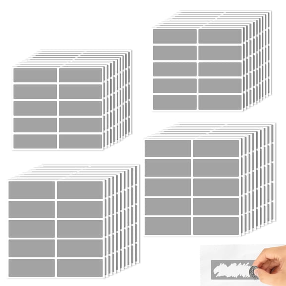 LELE LIFE 400 Pack Scratch Off Stickers, Large 2.6 x 1in & 2.4 x 0.8in, Rectangle Labels for DIY Scratch Off Cards, Tickets, Grey