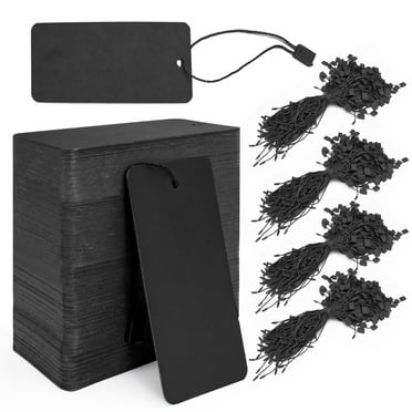 LELE LIFE 400pcs Gift Tags with String, Large Price Tags Clothing Tags Blank Kraft Paper Hang Tags for Clothes Sale Christmas Gift Crafts Pricing Inventory, Black