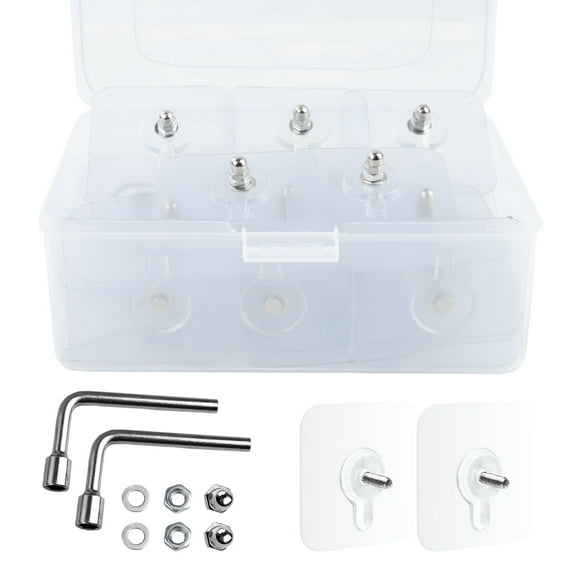 LELE LIFE 40Pcs Seamless Screws for Wall Mount, Clear Adhesive Hooks Heavy Duty, Sticky Wall Hooks for Hanging Picture No Nails, No Hole Wall Hangers without Nails, 0.4in