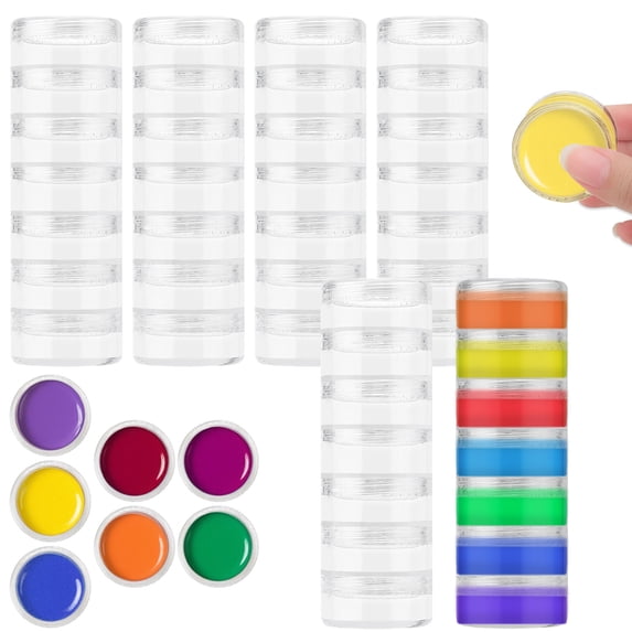 LELE LIFE 42 Pack Paint Containers Cups with Lids, Stackable 10ml Empty Watercolor Paint Pans, Travel Watercolor Palette Tin Case Pot for DIY Travel Kit, Acrylic Painting, Gouache