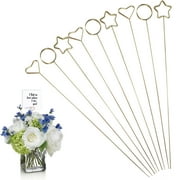 LELE LIFE 45Pcs Gift Flower Card Holder Stick, Metal Flower Floral Pick clips, Gold Table Number Holders for Flower Arrangements Wedding Birthday Party