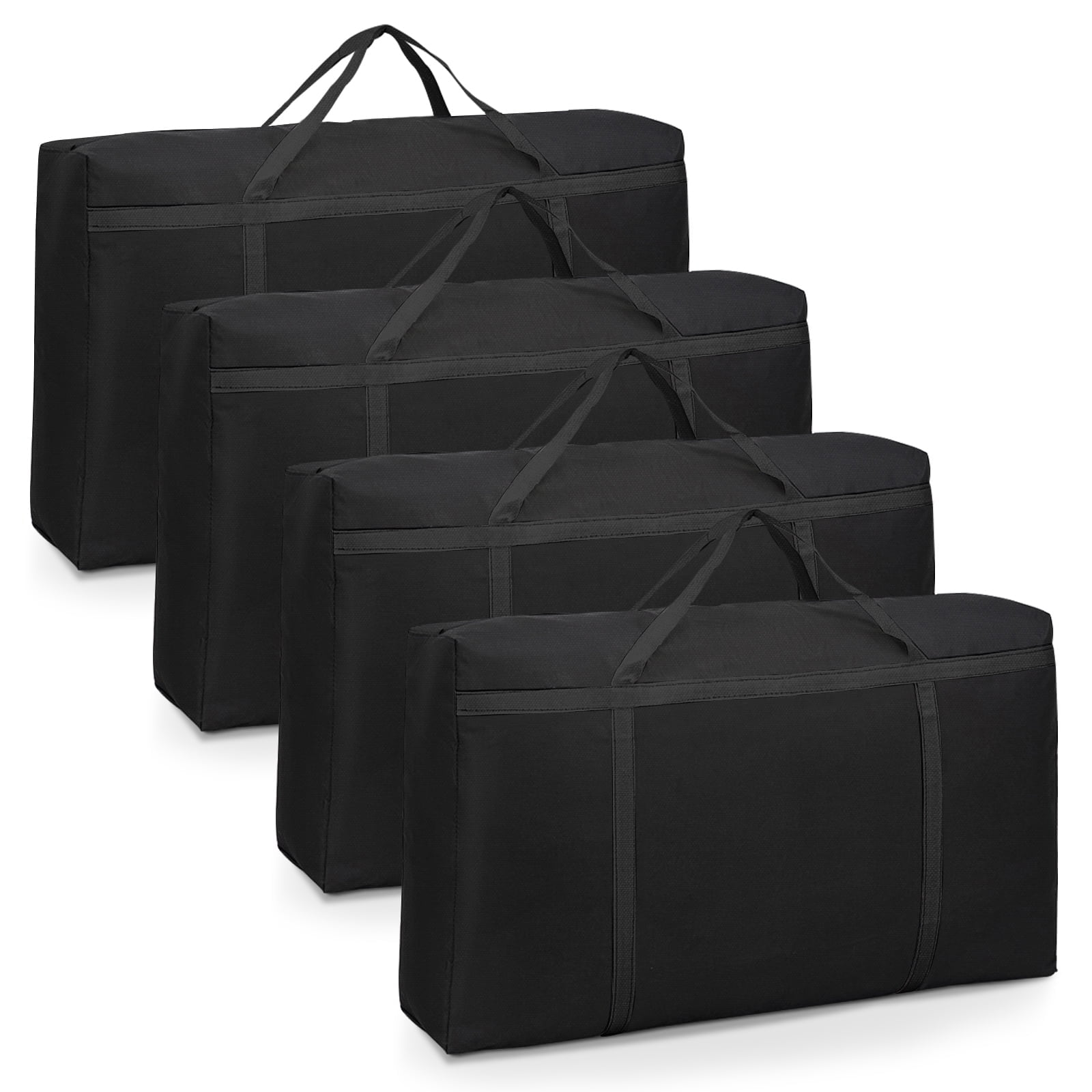 LELE LIFE 4Pcs 101L Extra Large Heavy Duty Moving Bags, Wear-Resistant Oxford Totes for Storage Bags, Moving Supplies Alternative to Packing Moving Boxes, Black
