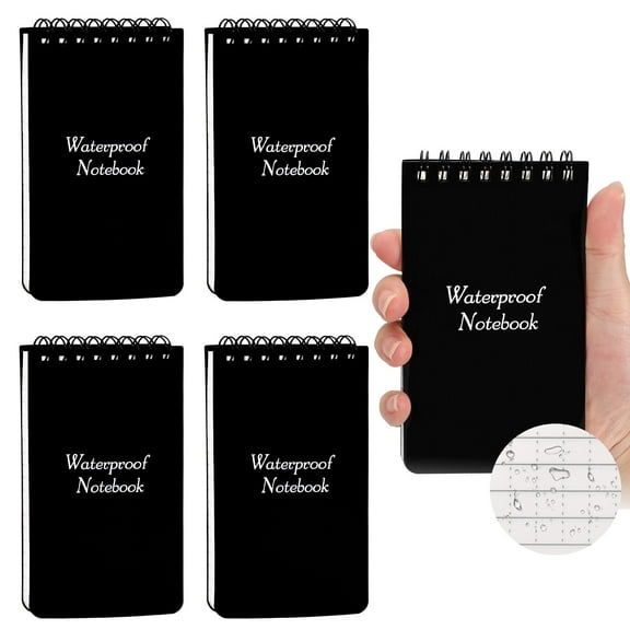 LELE LIFE 5 Pack Waterproof Notebook, 3x5 Small Notepad, All Weather Pocket Notebook Stone Paper, Mini Spiral Notebook Weatherproof Police Notepad Little Memo Pads for Outdoor