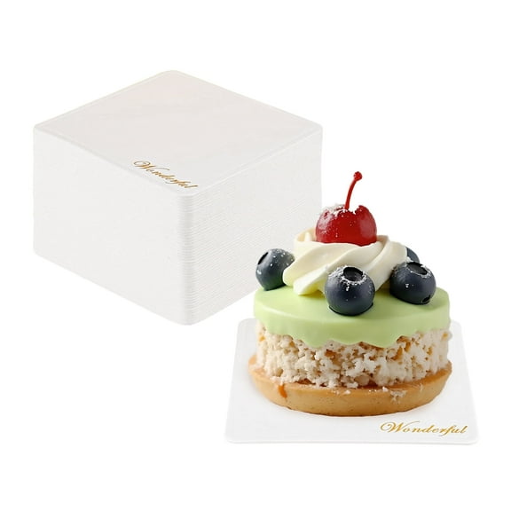 LELE LIFE 50 Pack Gold Foil Mini Cake Boards, 3.4in Cardboard Dessert Plates Cake Base Tray for Mousse Cupcake Chocoflan Baking Party Wedding, Square