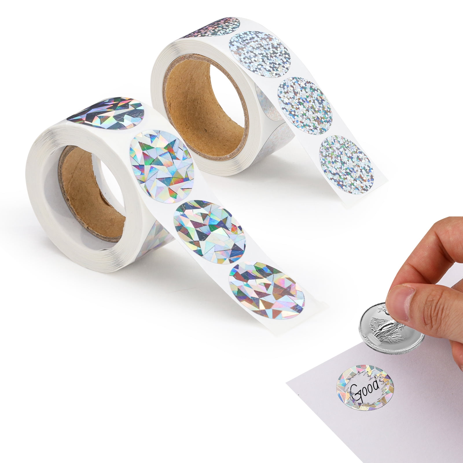 LELE LIFE 500 Pack 1" Scratch Off Stickers, Holographic Silver Shinny  Glitter, Self-Adhesive Round Circle Labels for DIY Scratch Off Cards,  Party, Game, 2 Hologram Patterns - Walmart.com