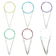 LELE LIFE 6Pcs 40 Inch Circular Knitting Needles, 6 Sizes Stainless Steel Knitting Needles, Size 2 5 7 9 11 15