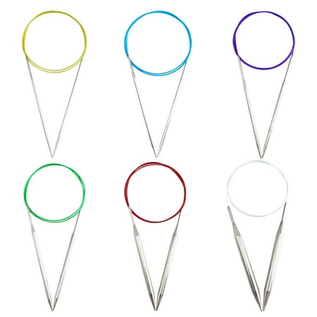 LELE LIFE 6Pcs 40 Inch Circular Knitting Needles, 6 Sizes Stainless Steel Knitting Needles, Size 2 5 7 9 11 15