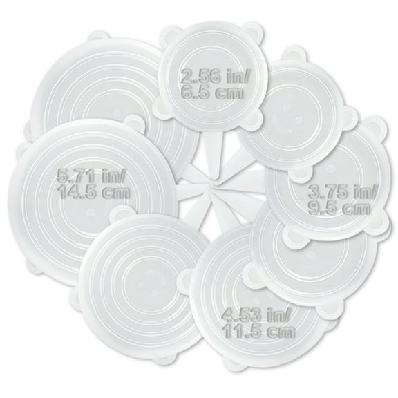 LELE LIFE 8 Pack Silicone Stretch Lids, Thicker Reusable Expandable Silicone Wraps Food Storage Bowl Covers, 4 Different Sizes