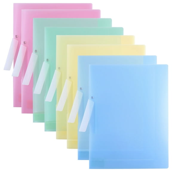 LELE LIFE 8Pack Clear Plastic Folders with Swing Clip, Documents File Presentation Resume Report Cover, Letter Size 12.2×9.1in, 4 Colors