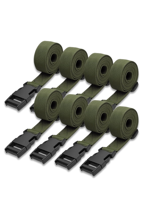8Pack Utility Straps with Quick-Release Buckle, 59"x1" Suitcase Belt Adjustable Nylon Strap, Packing Straps for Luggage Backpack Sleeping Bag, Green