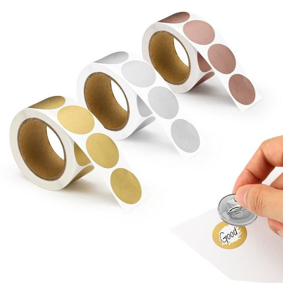 LELE LIFE 900 Pack 1" Scratch Off Stickers, 3 Colors, Self-Adhesive Round Circle Labels for DIY Scratch Off Cards, Party, Game, Gold + Silver + Rose Gold