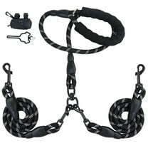 LELE LIFE Double Dog Leash for Two Dogs, 360° Swivel Tangle Free Reflective Dual Large & Medium Dogs, with 2Pcs Dog Poop Bag Holder, Black