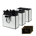 thumbnail image 1 of LELE LIFE Gift Bags, 3pcs 12.6" Large Gift Bag with Ribbon and 3 Greeting Cards 9 Tissue Paper, Paper Gift Bags with Handles for Women Birthday Wedding Party, Black-White, 1 of 7