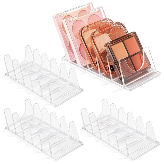 LELE LIFE Makeup Organizer, Slanted Eyeshadow Palette Organizers with 5 Slot Display Cases, Cosmetic Make Up Storage Holder Fit Cd, Vanity, Drawer, Counter, 4 Pack
