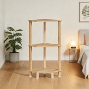 LELELINKY 3-Tier Corner Shelf with Sturdy Base, 28 Tall Narrow Bookcase for Adult Small Spaces & Living Room, Natural