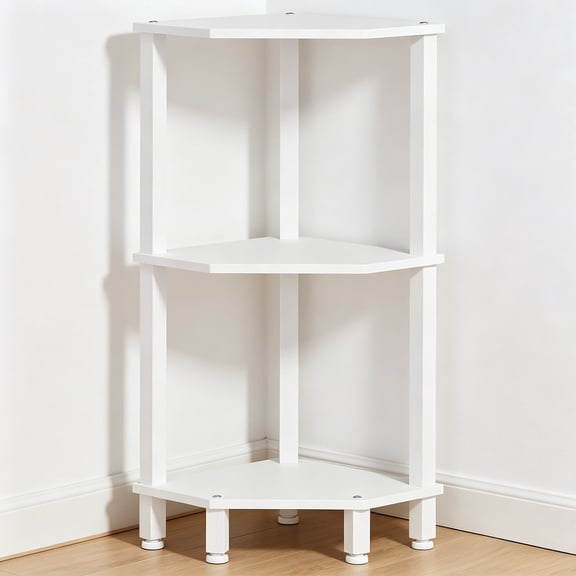LELELINKY 3-Tier Corner Shelf with Sturdy Base, 28" Tall Narrow Bookcase for Adult Small Spaces & Living Room, White
