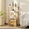 thumbnail image 1 of LELELINKY 4-Tier Tall Wooden Bookshelf with Storage, Industrial Modern Bookcase for Small Spaces, Living Room, Wood, 1 of 7
