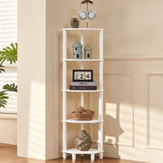 LELELINKY 5-Tier Corner Shelf with Sturdy Base, 52" Tall Narrow Bookcase for Adult Small Spaces, Living Room, White