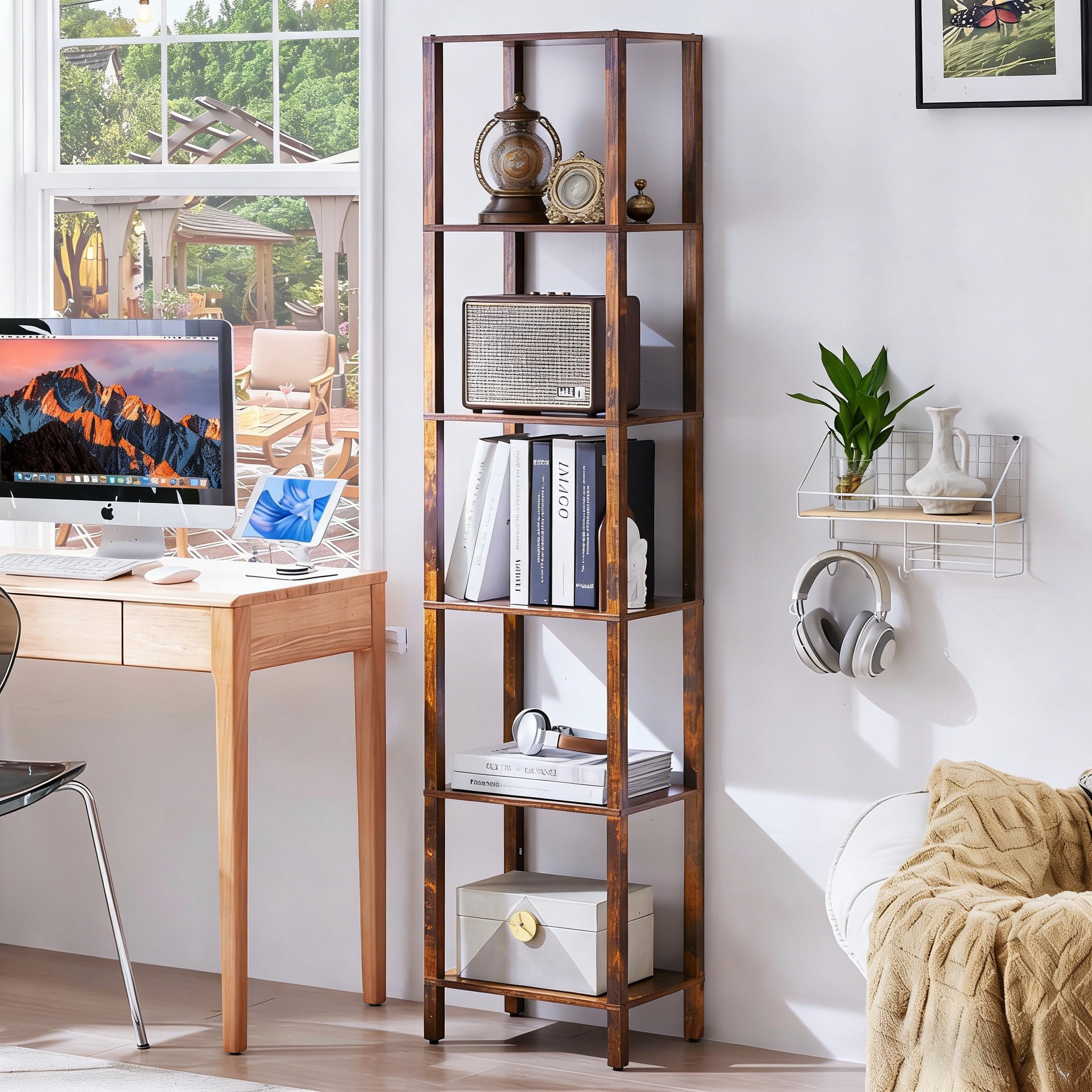 LELELINKY 6-Tier Tall Wooden Bookcase with Storage - Walmart.com