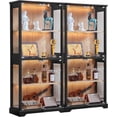thumbnail image 1 of LELELINKY 65" LED Display Cabinet with Glass Door Set of 2, Modern Lighted Curio Cabinet with Adjustable Shelves for Living Room Storage, Black, 1 of 10