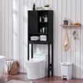 thumbnail image 1 of LELELINKY Over The Toilet Storage Cabinet with Rattan Sliding Door, 68" Tall Wood Bathroom Organizer with Adjustable Shelf for Small Spaces, Black, 1 of 7