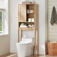 thumbnail image 1 of LELELINKY Over The Toilet Storage Cabinet with Rattan Sliding Door, 68" Tall Wood Bathroom Organizer with Adjustable Shelf for Small Spaces, Natural, 1 of 7
