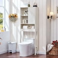 thumbnail image 1 of LELELINKY Over The Toilet Storage Cabinet with Rattan Sliding Door, 68" Tall Wood Bathroom Organizer with Adjustable Shelf for Small Spaces, White, 1 of 7