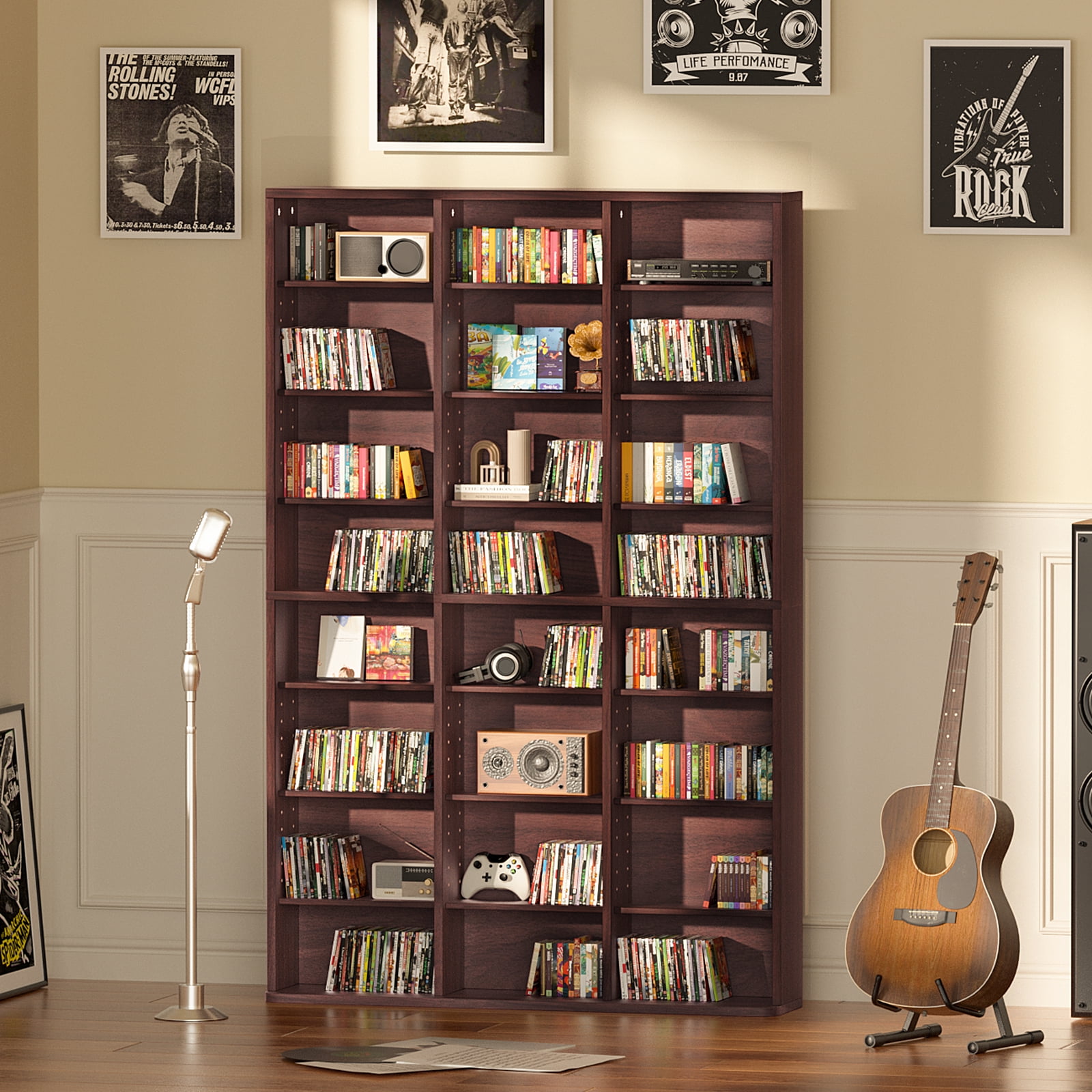 LELELINKY Triple Row 8-tier Bookshelf, 57 in Tall Bookshelf with